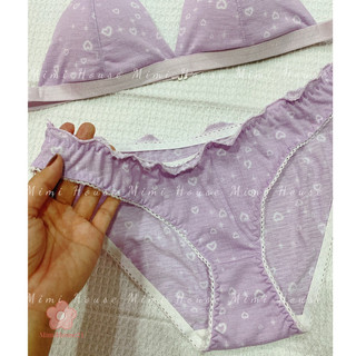 Set đồ lót áo bra không gọng mút mỏng tone tím -handmade by MimiHouse