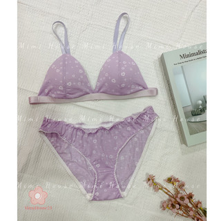 Set đồ lót áo bra không gọng mút mỏng tone tím -handmade by MimiHouse