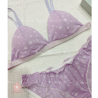 Set đồ lót áo bra không gọng mút mỏng tone tím -handmade by MimiHouse