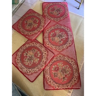 Thảm trải ghế tây âu, đệm ghế, Bộ 3 thảm trải trên ghế gỗ trang trí phòng khách sang trọng ấm áp
