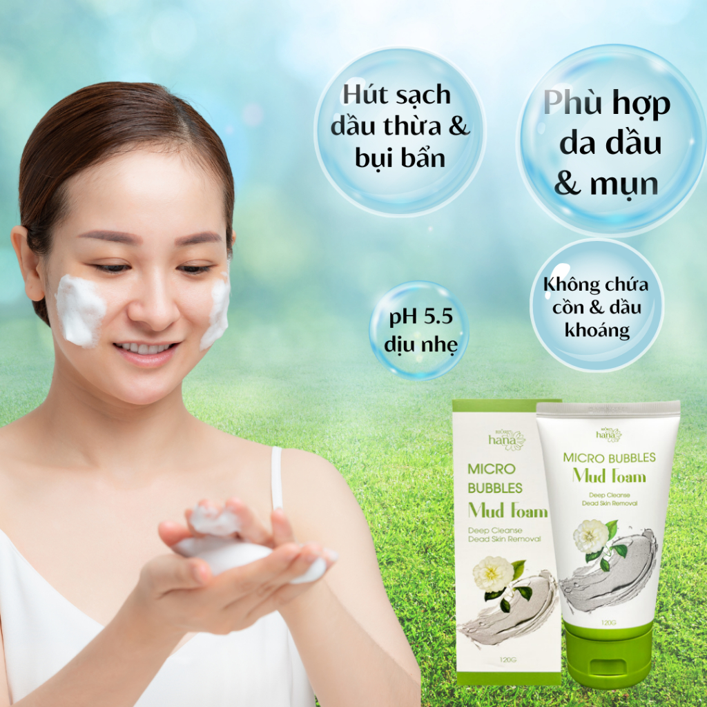 Ảnh Sữa rửa mặt da dầu mụn chứa bùn khoáng RIORI HANA MICRO BUBBLES MUD FOAM 120g 3