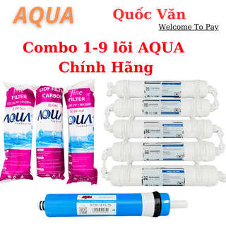 COMBO trọn bộ 9 lõi AQUAsense chính hãng ( 1 - 9 ), 123 + màng RO + lõi chức năng ( bù khoáng, năng pH )