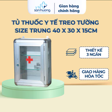 Tủ thuốc gia đình treo tường, trường học hợp kim nhôm kích thước 40 x 30 x 15cm
