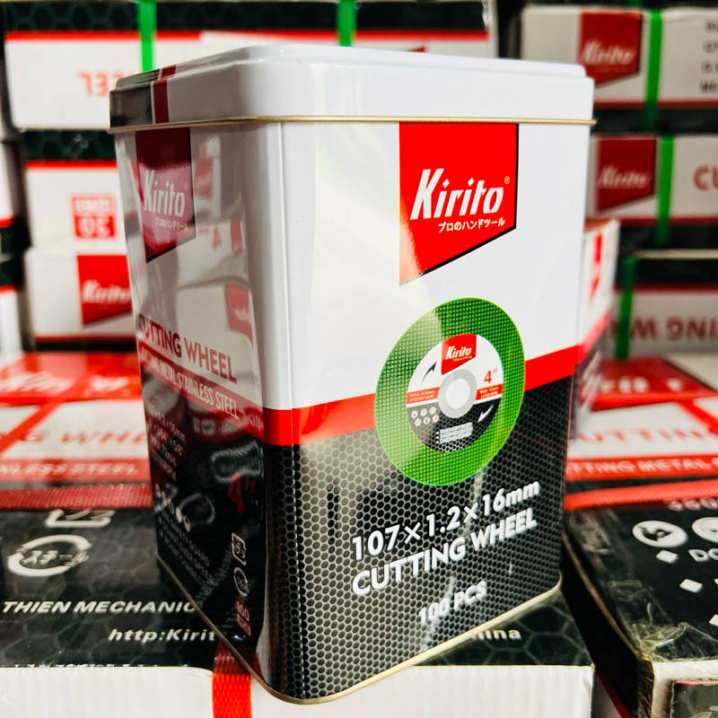 Đá Cắt Sắt Inox Kirito Nhật Bản Hộp 100 Viên, Đĩa Cắt Kim Loại 107mm/355mm Chính Hãng