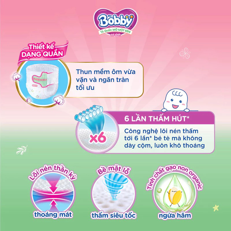 [MỚI] Conbo 1bịchTã/bỉm quần Mở Một Bên Bobby Đầu Tiên Trên Thế Giới mua 3 tặng gấu ong