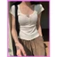 Áo Thun Kiểu Dài Tay RANSHI Kèm Cúc Bấm Form Dáng Ngắn Basic Dễ Phối Đồ