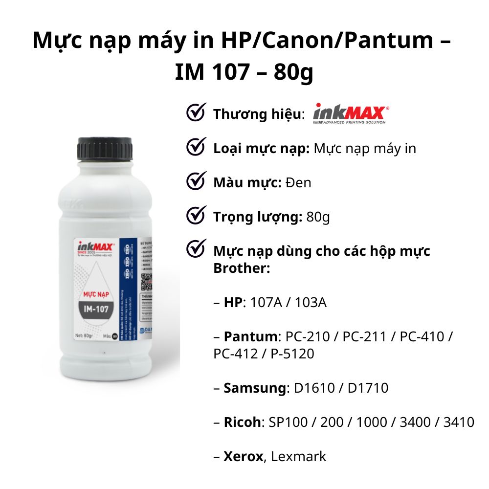 Nạp mực máy in Hp, Pantum, Canon - Inkmax 107 | Shopee Việt Nam