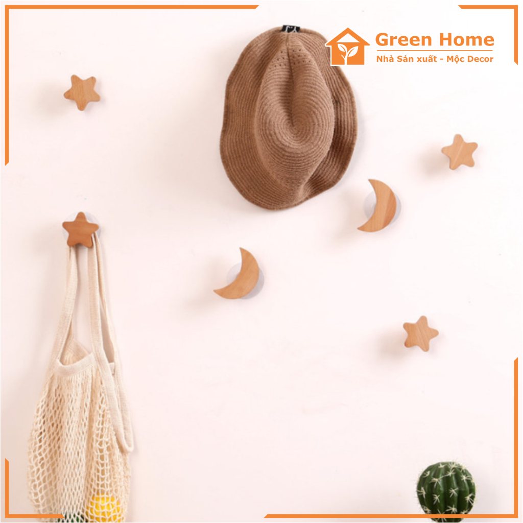 Móc Treo Gắn Tường, Móc Treo Đồ Gia Dụng Decor Tiện Ích Bằng Gỗ Beech Tự Nhiên Phong Cách Nhật Bản
