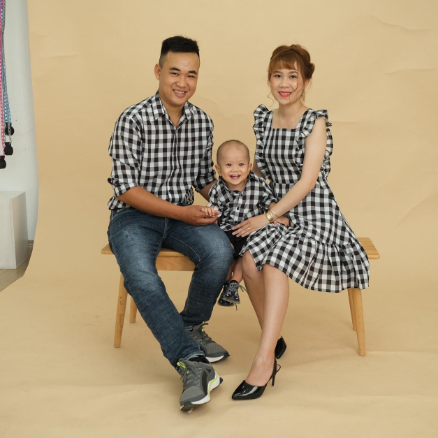 Đồng Phục Gia Đình Fig Tree Caro Trắng Đen, Chất Kate, Gia Đình Đi Chơi, Đi Tiệc Xinh Xắn Mã 133D