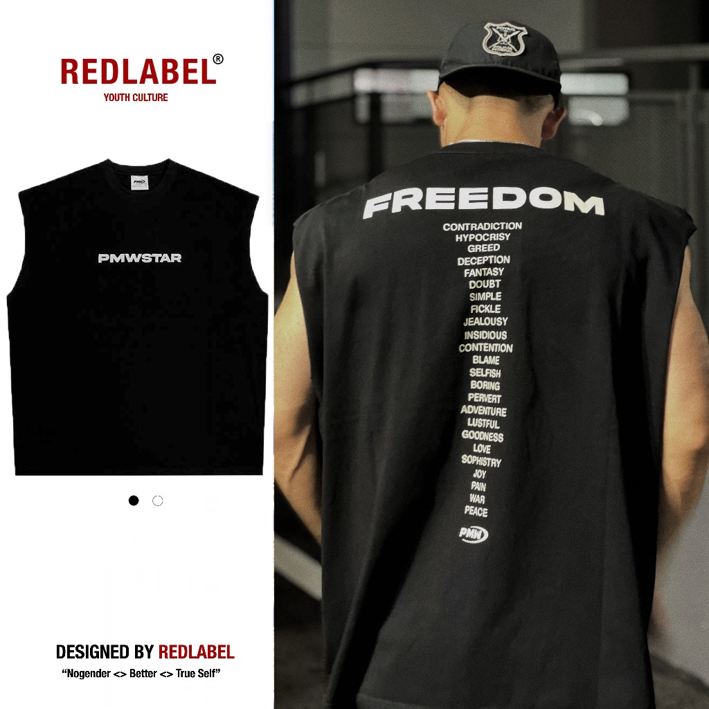 Áo Tank Top Nam Nữ RedLabel In Họa Tiết FREEDOM , Áo Ba Lỗ Sát Nách Nam Nữ Cotton Cá Tính TT13