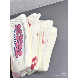 Set 5 Đôi Tất Tăm Gân Cao Cổ Phối Họa Tiết Tim Hồng Cherry Dễ Thương tt59.