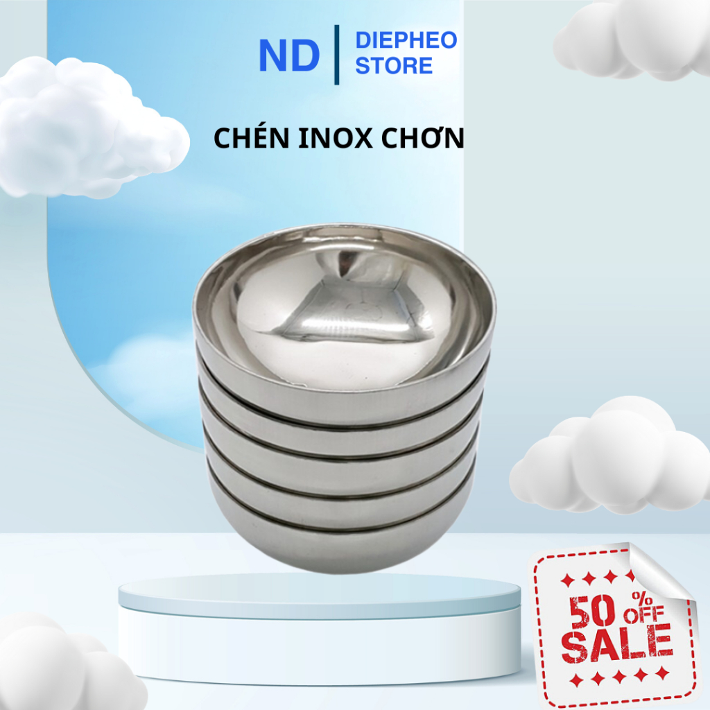 Bộ 10 chén trơn ăn cơm inox 2 lớp chống nóng 11cm | Shopee Việt Nam