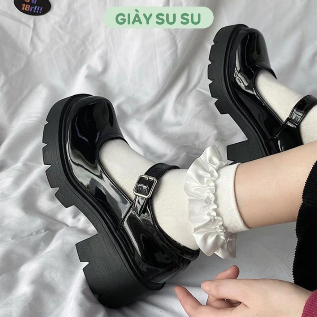Giày búp bê lolita nữ Giày lolita nữ đế cao 6cm mũi tròn quai ngang xinh xắn, giày nữ êm chân Giày Su Su GD009