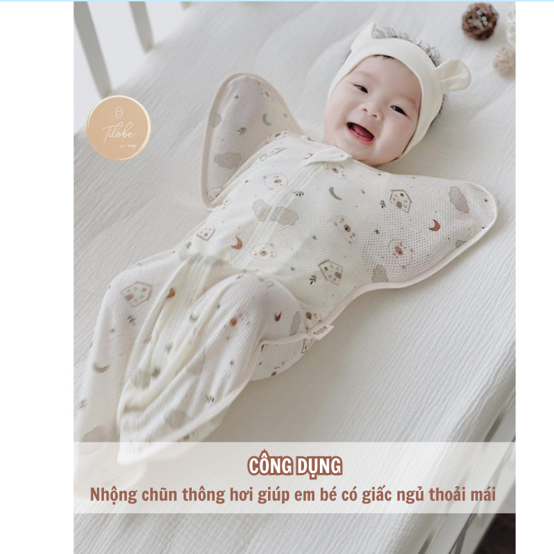 Ảnh Nhộng Chũn Thông Hơi Xuất Hàn Cho Bé IQKAO – Co Giãn 2 Chiều Mềm Mại Thoáng Khí – Ngủ Ngon Không Giật Mình 2