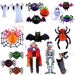 Đèn lồng giấy xếp Dây treo trang trí halloween hình phù thủy, con dơi, ma treo