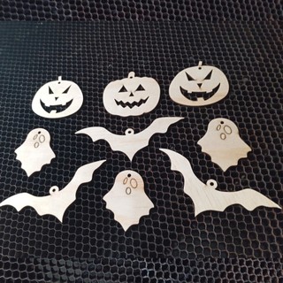 Combo 100 Hình Gỗ Quả Bi Ngô Halloween - Cánh Dơi Halloween - Con Mamen Halloween - Gửi Lộn Xộn