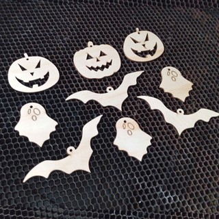 Combo 100 Hình Gỗ Quả Bi Ngô Halloween - Cánh Dơi Halloween - Con Mamen Halloween - Gửi Lộn Xộn