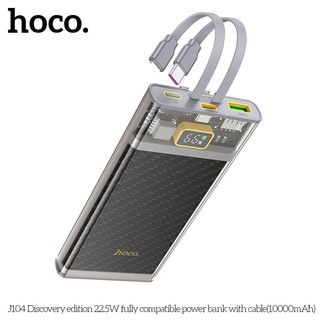 Pin Dự Phòng Hoco J104 10000mAh QC3.0 22.5W, PD TypeC 20W, Kèm 2 cáp sạc (Xám) - Phụ Kiện Nhất Tín