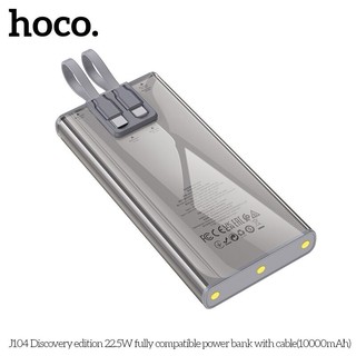 Pin Dự Phòng Hoco J104 10000mAh QC3.0 22.5W, PD TypeC 20W, Kèm 2 cáp sạc (Xám) - Phụ Kiện Nhất Tín