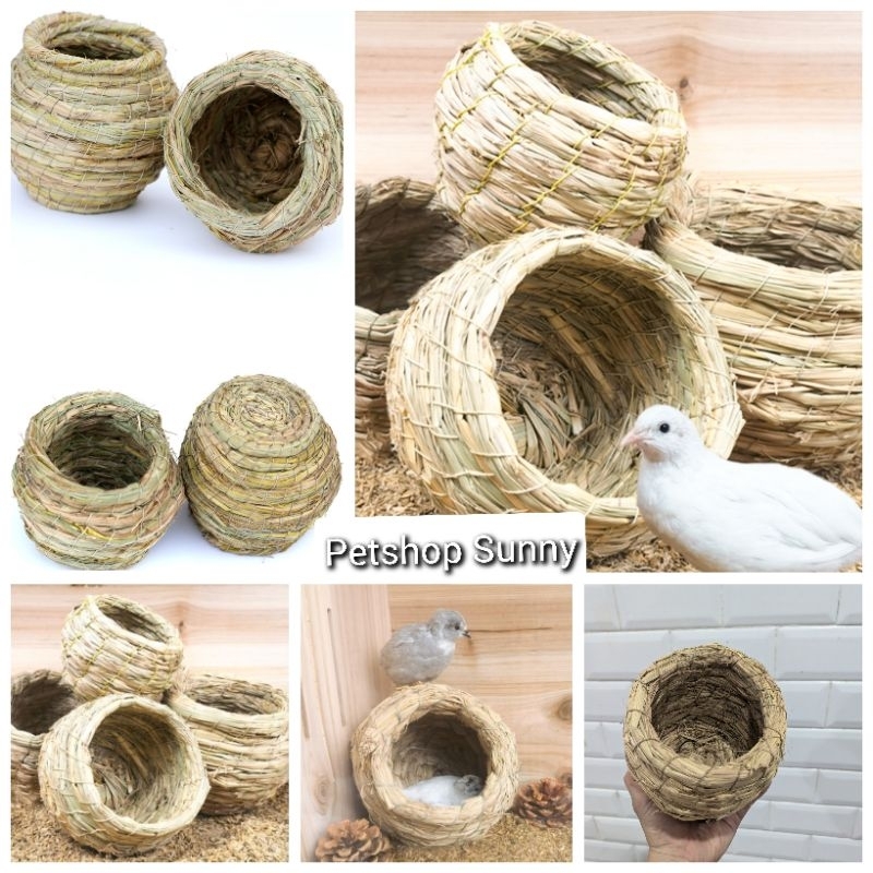 Tổ đan rơm thủ công cho gà rutin, manh manh, yến, sóc, hamster | Shopee ...