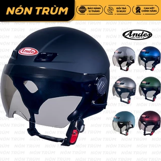 Mũ bảo hiểm nửa đầu ANDES có kính che mặt 109K đi xe máy size từ 58-60cm