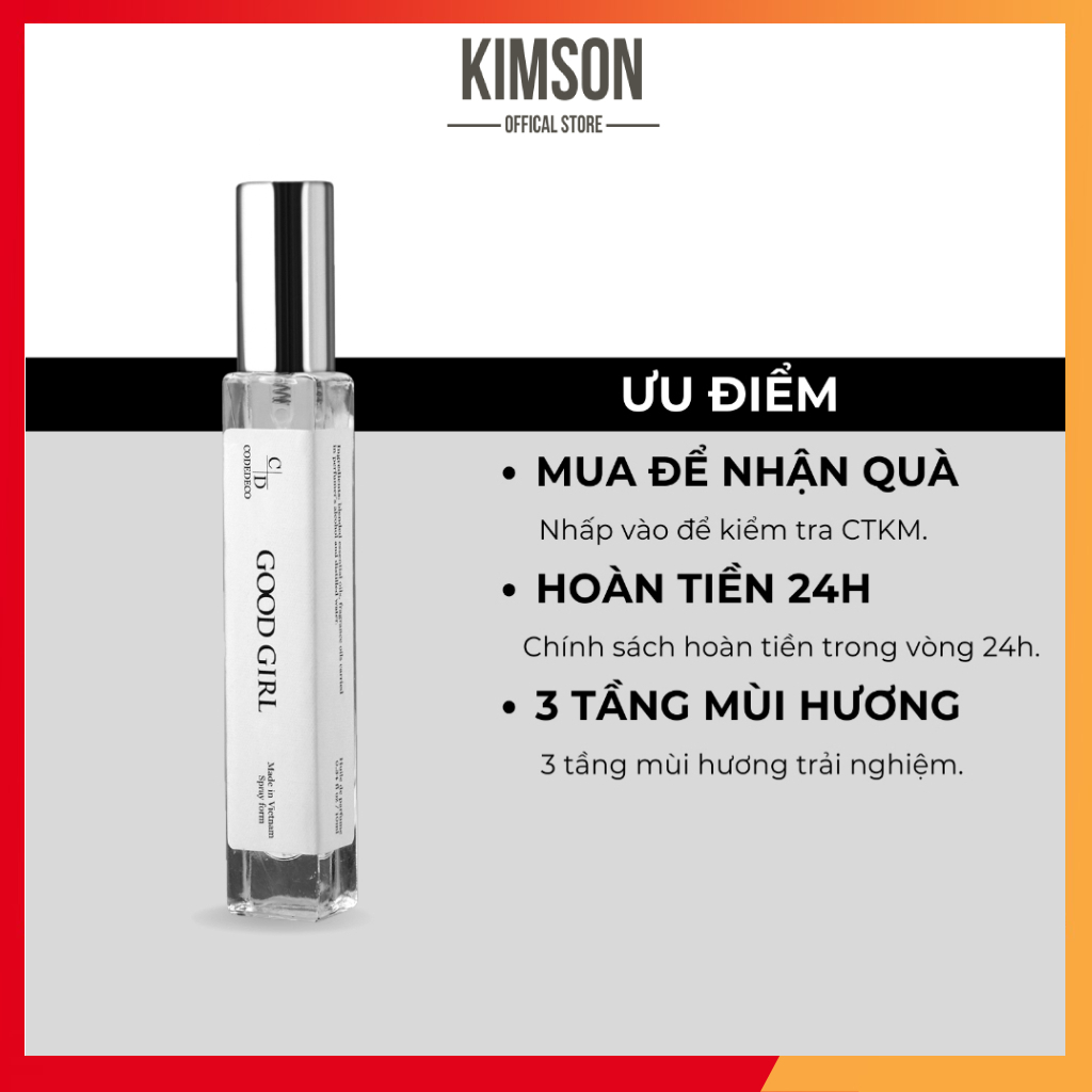 Tinh dầu nước hoa CODEDECO Good Girl Cá Tính, Ngọt Ngào, Gợi Cảm 10ml - Dạng Xịt Tiện Lợi | BigBuy360 - bigbuy360.vn