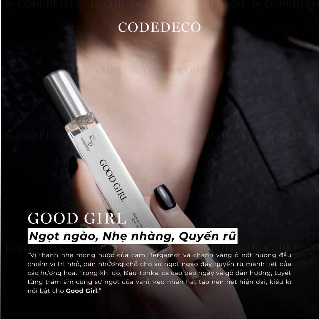Tinh dầu nước hoa CODEDECO Good Girl Cá Tính, Ngọt Ngào, Gợi Cảm 10ml - Dạng Xịt Tiện Lợi | BigBuy360 - bigbuy360.vn