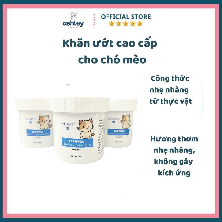 Khăn ướt lau mắt và tai ố bẩn cho chó mèo chiết xuất từ cây lô Hội - hộp 130 miếng