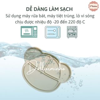 Đĩa silicone kiêm nắp khay 5 ngăn Minho kích thước 21x15,5cm