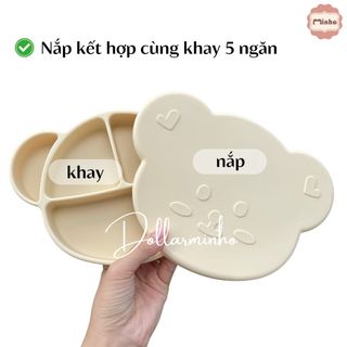 Đĩa silicone kiêm nắp khay 5 ngăn Minho kích thước 21x15,5cm