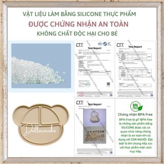 Đĩa silicone kiêm nắp khay 5 ngăn Minho kích thước 21x15,5cm