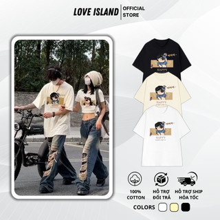 Đồ đôi nam nữ cùng người yêu Happy Cola couple love áo thun phông tay lỡ và áo croptop [A210]