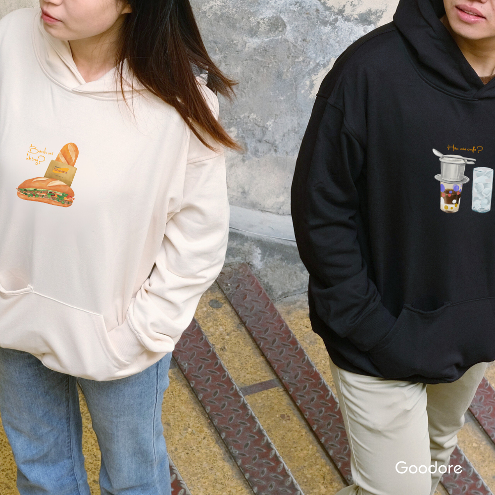 Áo Hoodie nỉ chân cua (Nỉ Da Cá) thương hiệu Goodore mẫu Bánh Mỳ dáng Oversize năng động mùa thu đông
