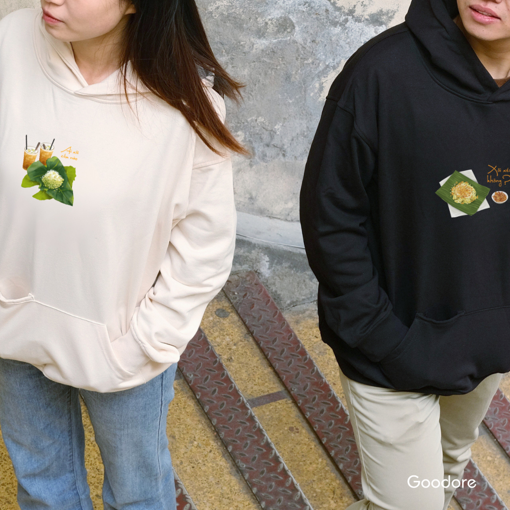 Áo Hoodie nỉ chân cua (Nỉ Da Cá) thương hiệu Goodore mẫu Xôi Cốm dáng Oversize năng động mùa thu đông
