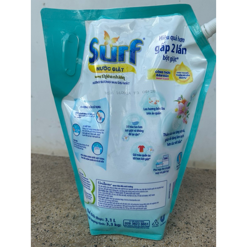 Nước Giặt Surf Hương Hoa Cỏ Diệu Kỳ và Hương Sương Mai HSD 3,3kg ——-