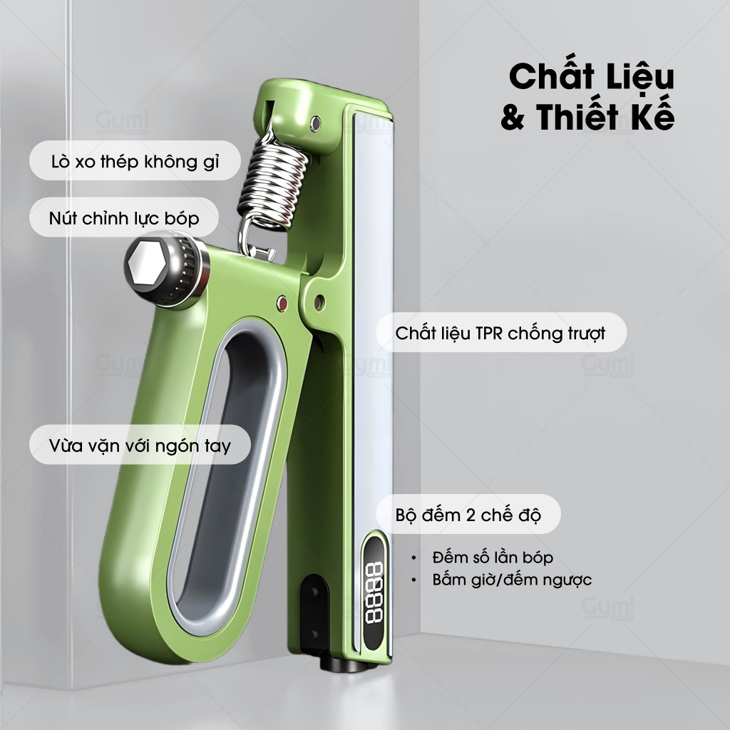 Kìm Bóp Tay 10 - 120kg Đếm Số Đếm Giờ Thông Minh, Lò Xo Thép Điều Chỉnh - Luyện Tập Cơ Tay Tại Nhà - KimBopTay120