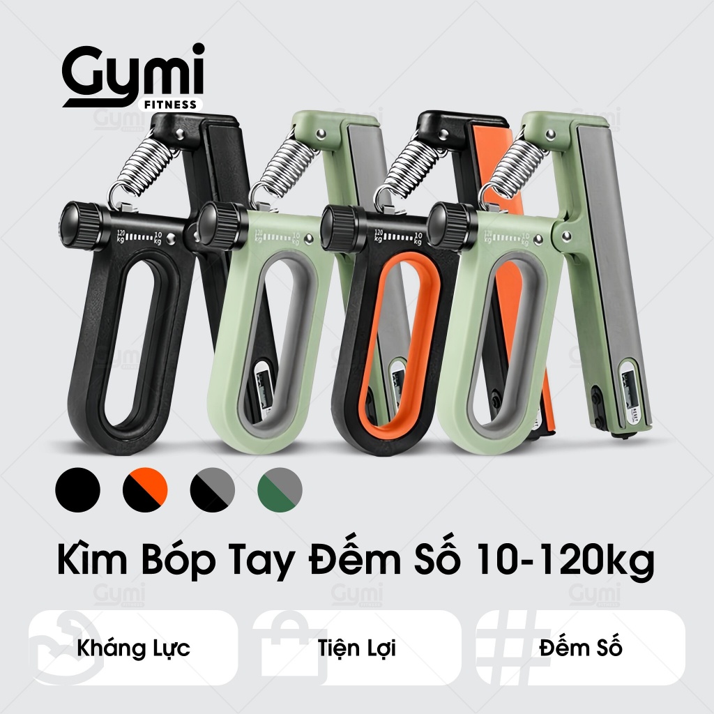 Kìm Bóp Tay 10 - 120kg Đếm Số Đếm Giờ Thông Minh, Lò Xo Thép Điều Chỉnh - Luyện Tập Cơ Tay Tại Nhà - KimBopTay120