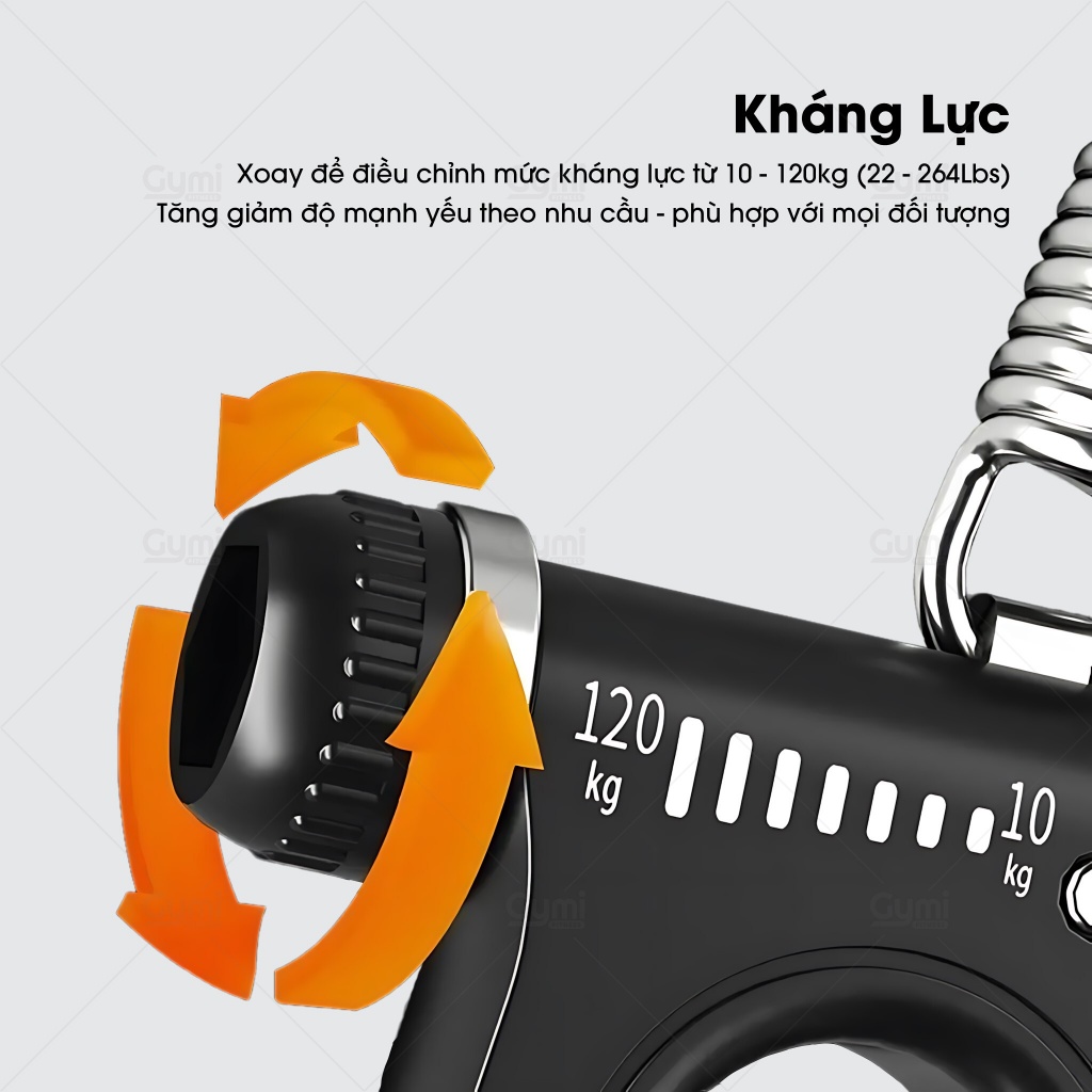 Kìm Bóp Tay 10 - 120kg Đếm Số Đếm Giờ Thông Minh, Lò Xo Thép Điều Chỉnh - Luyện Tập Cơ Tay Tại Nhà - KimBopTay120