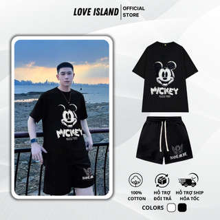 Set đồ Bộ Thể Thao Nam Nữ Mặc Mùa Hè Cực Mát cotton 100% họa tiết MICKEY áo thun quần short đùi trẻ trung [A235]