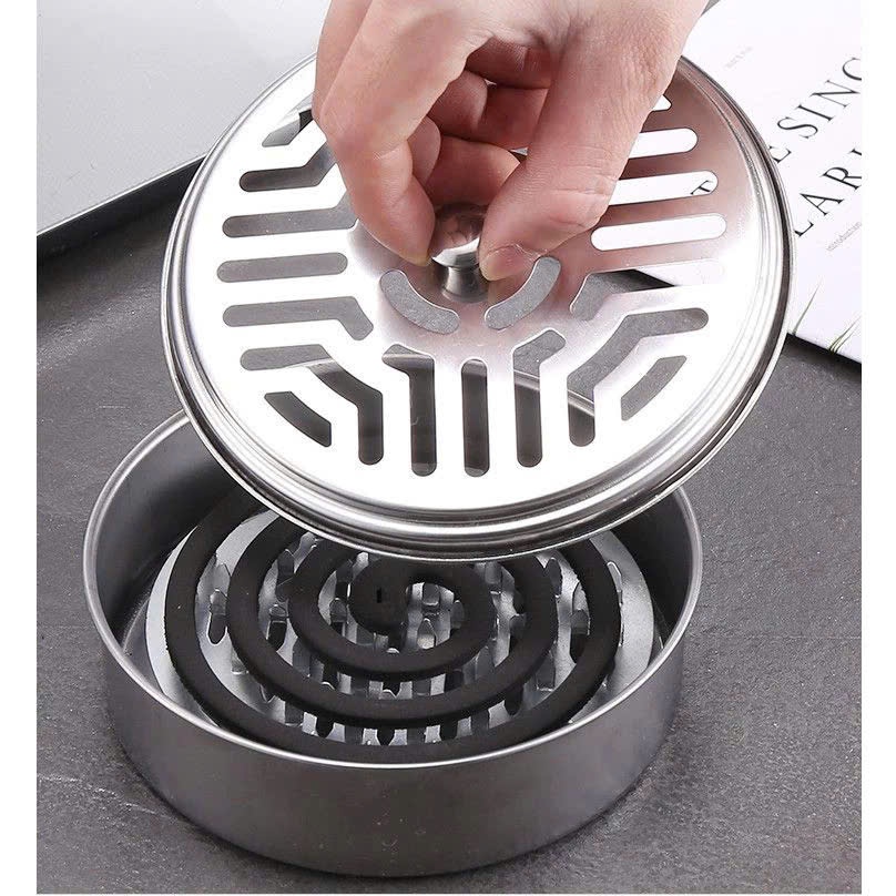 Hộp Đựng Nhang Muỗi Inox CÓ NẮP An Toàn