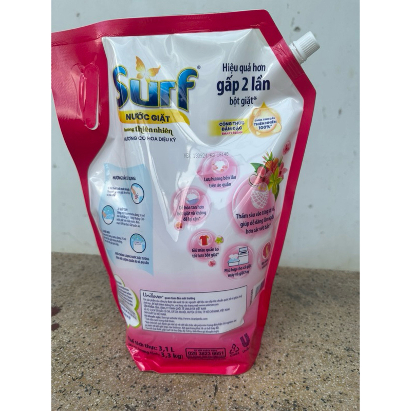 Nước Giặt Surf Hương Hoa Cỏ Diệu Kỳ và Hương Sương Mai HSD 3,3kg ——-