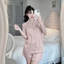 Bộ Đồ Ngủ Nữ JUSOKA Pijama Lụa Gấm Xước Ánh Kim Ngắn Tay Mặc Nhà Dễ Thương Cao Cấp CC126
