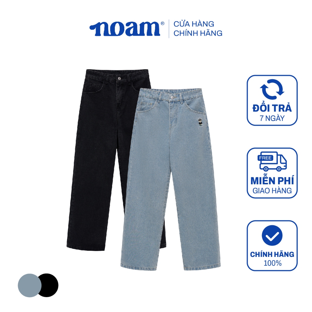 Ảnh Quần Jean Ống rộng NOAM Nafox Unisex - Màu Xanh/ Đen 1
