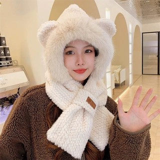 Mũ Len Lông Cừu Tai Gấu Kèm Khăn Thời Trang Cho Mùa Thu Đông Dễ Thương m6
