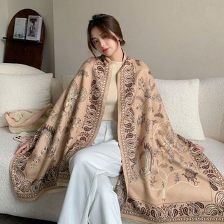 Khăn Choàng Cổ Dạ 2 Lớp Cao Cấp Họa Tiết Thổ Cẩm Sang Trọng ( 65 x 185 cm) k22.