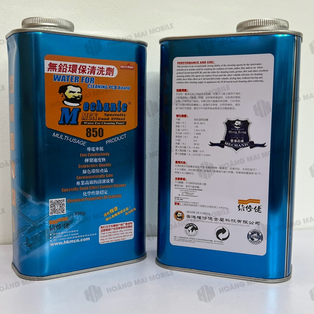 Nước rửa main MECHANIC 850 850g vệ sinh bo mạch, làm sạch flux, bụi bẩn, dầu mỡ và cặn bẩn sau hàn khò
