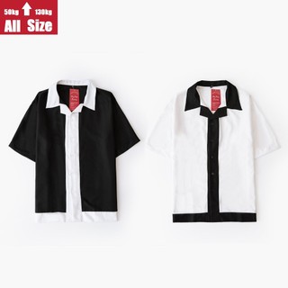 [ BIGSIZE UP TO 135KG ] áo sơ mi nam ngắn tay đen trắng phối nhau. SMP1