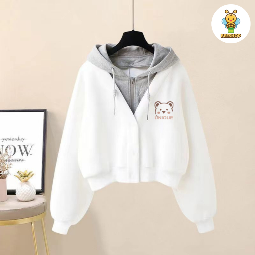 Áo khoác cài cúc mũ xám cho bé gái size đại BEESHOP D25012