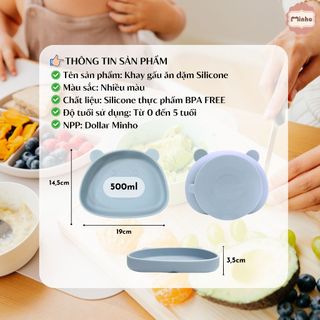 Khay ăn dặm silicone mini mẫu mới, có đế hít chống đổ