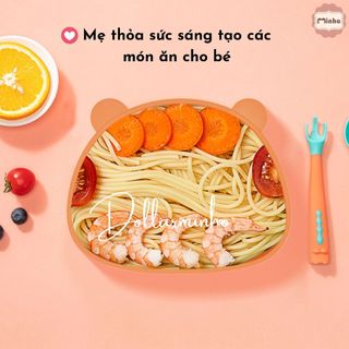 Khay ăn dặm silicone mini mẫu mới, có đế hít chống đổ